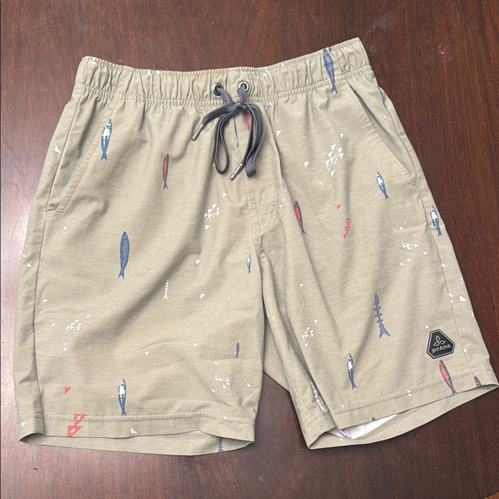 Men's Prana Swim Shorts with Fish Print